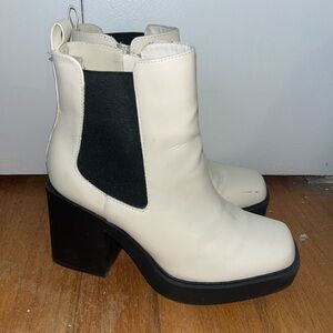 White boots with heels